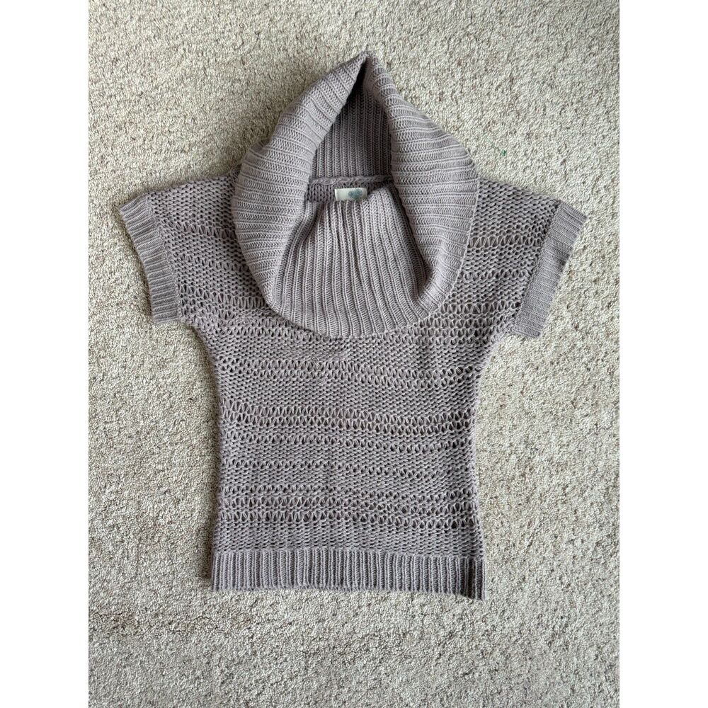 Cozy Taupe Cowl Neck Sweater Small Chunky Knit Wool Blend Minimalist